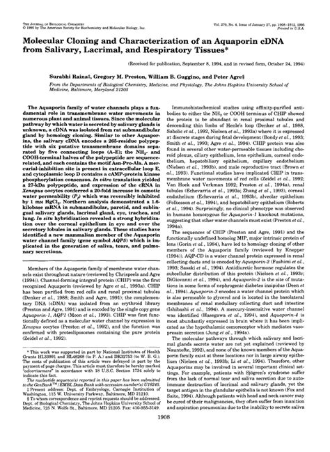 Molecular cloning and characterization of cDNAs  .